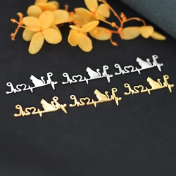3pcs Heartbeat Cat Charms For Diy Earrings Pendant Bracelet Necklace Cute Jewelry Making Accessories Supplies