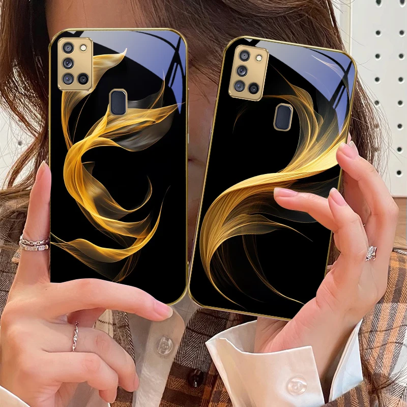 العائمة الشريط الذهبي لسامسونج A 31 32 A33 A34 35 14 A15 13 16 25 26 50 52 53 54 55 56 70 71 72 73 الزجاج الذهبي جراب هاتف