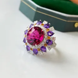 925 Silver Ring Oval Vintage Real Ruby Rings for Women Engagement Gemstone Wedding Band Fine Jewelry Gift