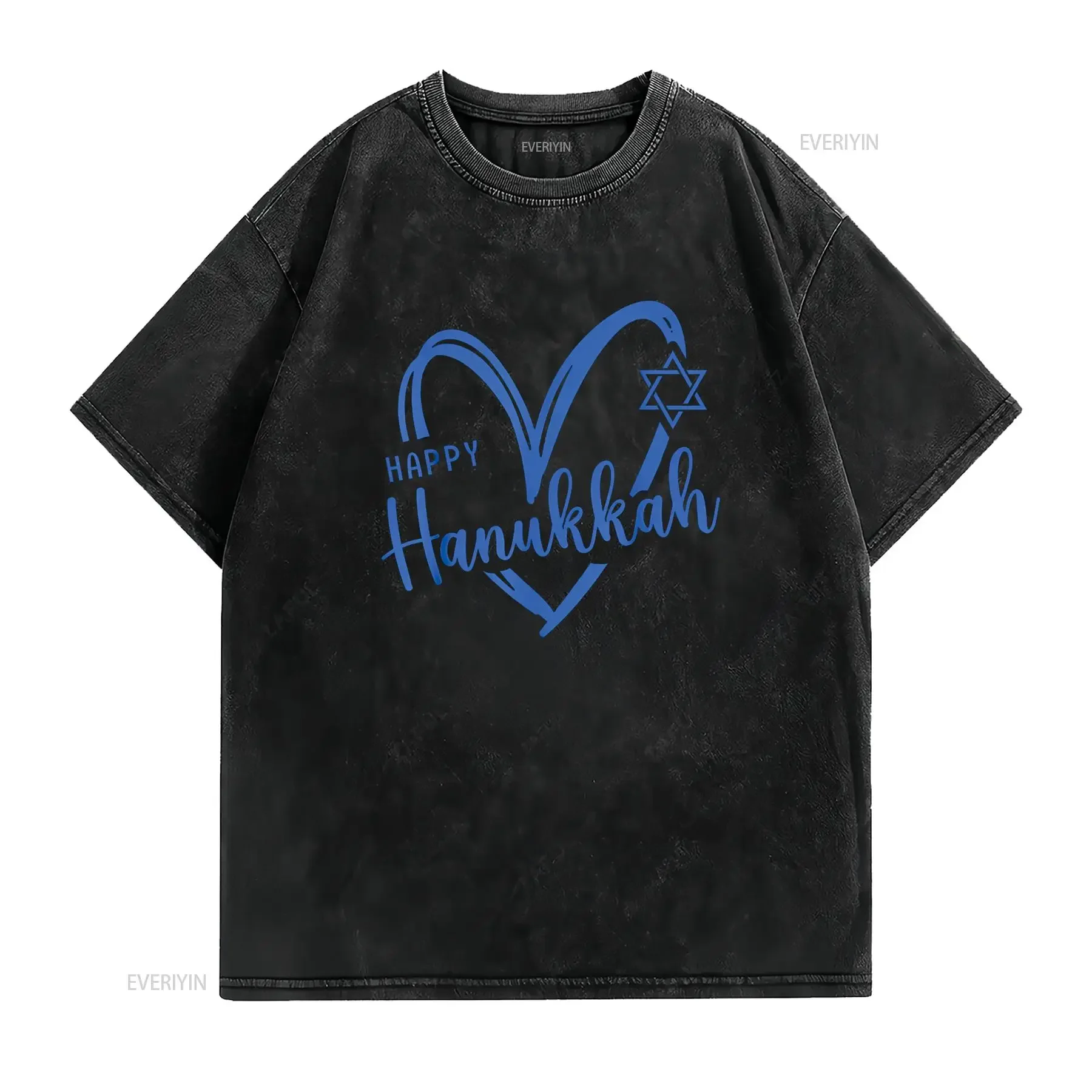 Heart Happy Hanukkah Dreidel Menorah Jewish Chanukah Holiday T Shirt vintage Washed Soft Stylish graphic Stretched Breathable
