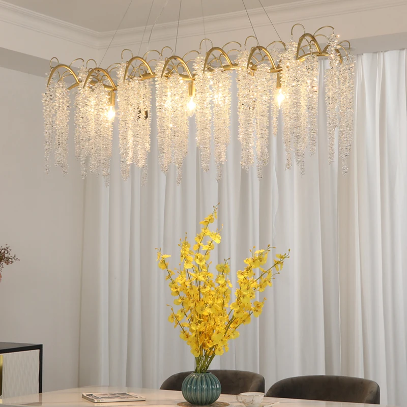 

Luxury Gold Glass Ceiling Chandeliers Modern LED Crystal Pendant Lamp for Dining Room Home Decor Hanging Lighting Remote Control