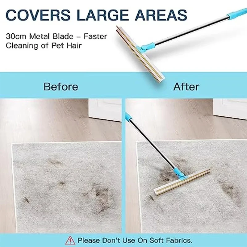 Pet Hair Remover Set Fluff Removal Tool Metals Telescopic Handle Rug Rake Dog Cat Hair 180ยฐ Rotation Carpet Shave Pet Products