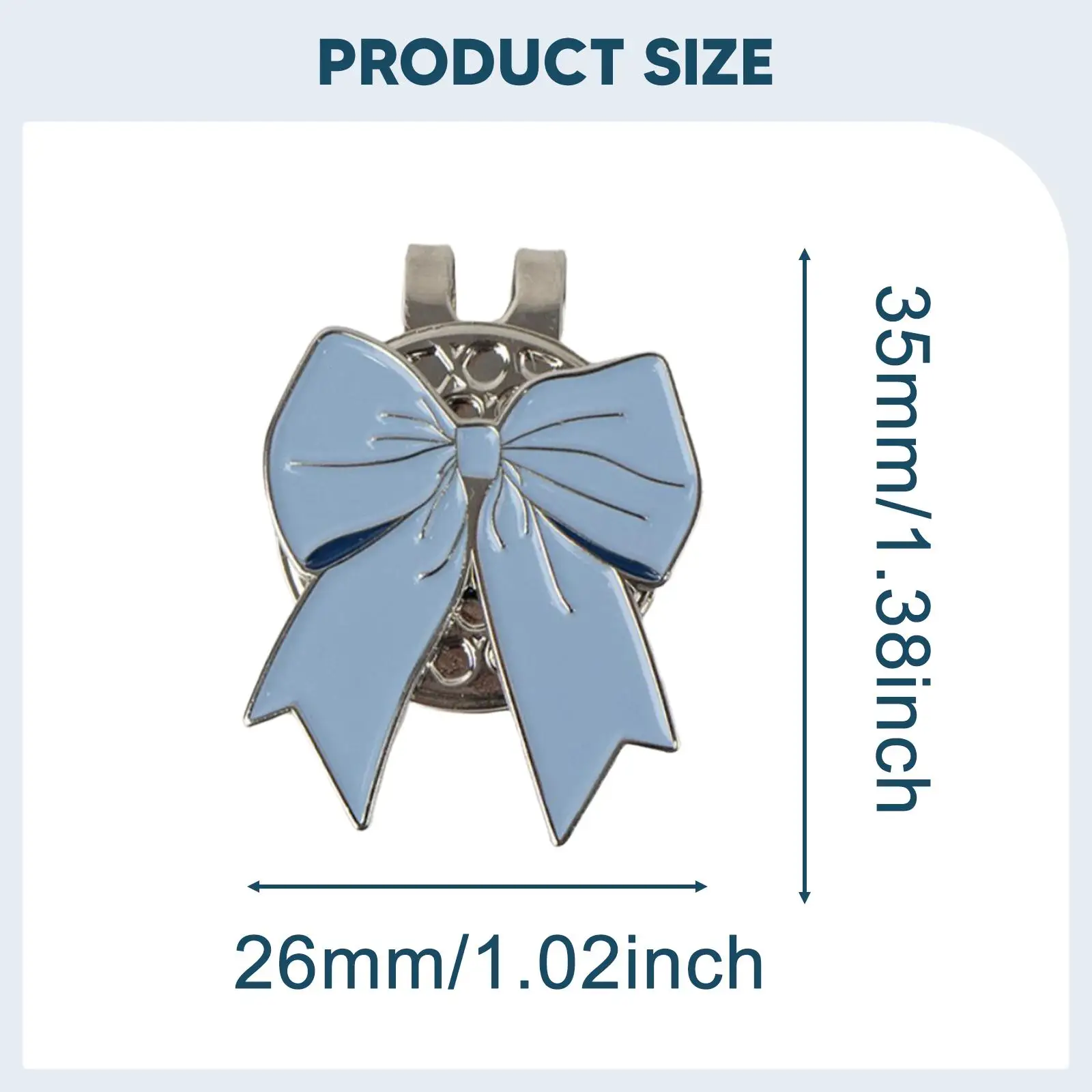 مشبك قبعة جولف مغناطيسي على شكل فيونكة زرقاء أنيقة محمولة وسهلة المشبك ملحقات قبعة معدنية احترافية حامل علامة كرة الجولف