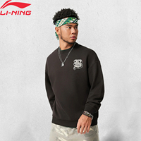 Li-Ning Men's BADFIVE Sports Pullover 54%Cotton 46%Polyester Loose Fit LiNing Leisure Fashionable Long Sleeves Tops AWDV031