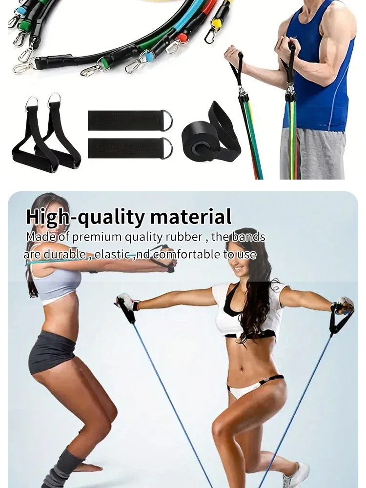 11-teiliges Set Muskeltrainingsgurte, multifunktionaler Fitness-Spannungsgurt, Fitness-Spannungs-Trainingsgeschirr, elastisches Seil – Detail 6