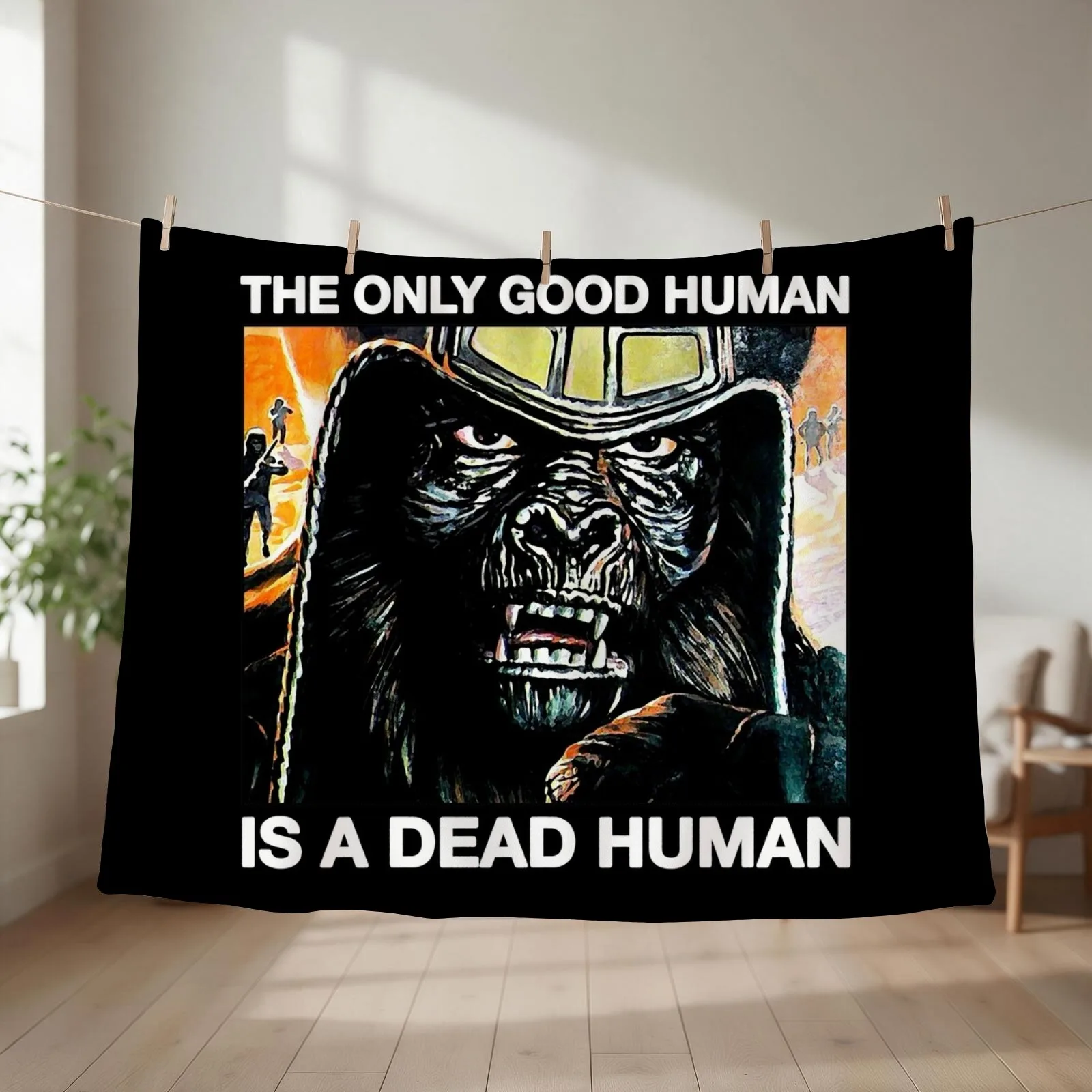 Only Good Human Is A Dead Human Throw Blanket Summer Beddings Single Beautifuls Hair Blankets