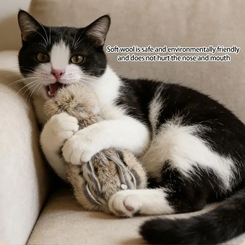 62KD Furry Plush Octopuses Pet Chewing and Teasing Toy Engages Pet Sensing Promote Active Play Mental Stimulation Cats Toy
