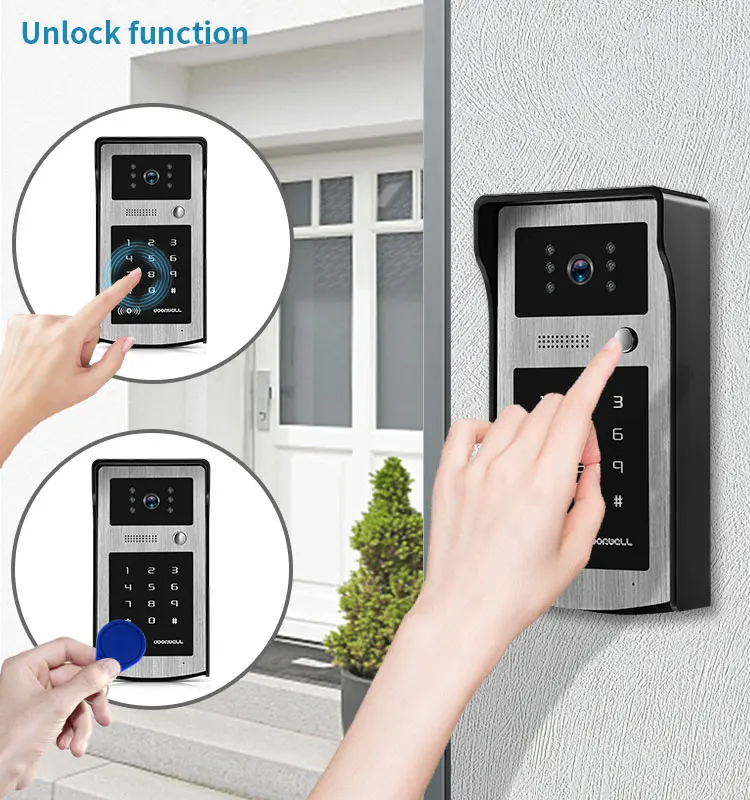 Smart TUYA 7 Inch Wifi Video Door Phone Intercom for Home Monitor entry system With Password/RFID Card Unlock Waterproof Camera