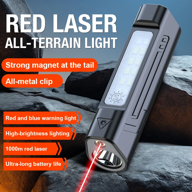 High Power New Infrared LED Flashlight Long Endurance Rechargeable Torch With Pen Clip Outdoor Emergency Camping Warning Lantern