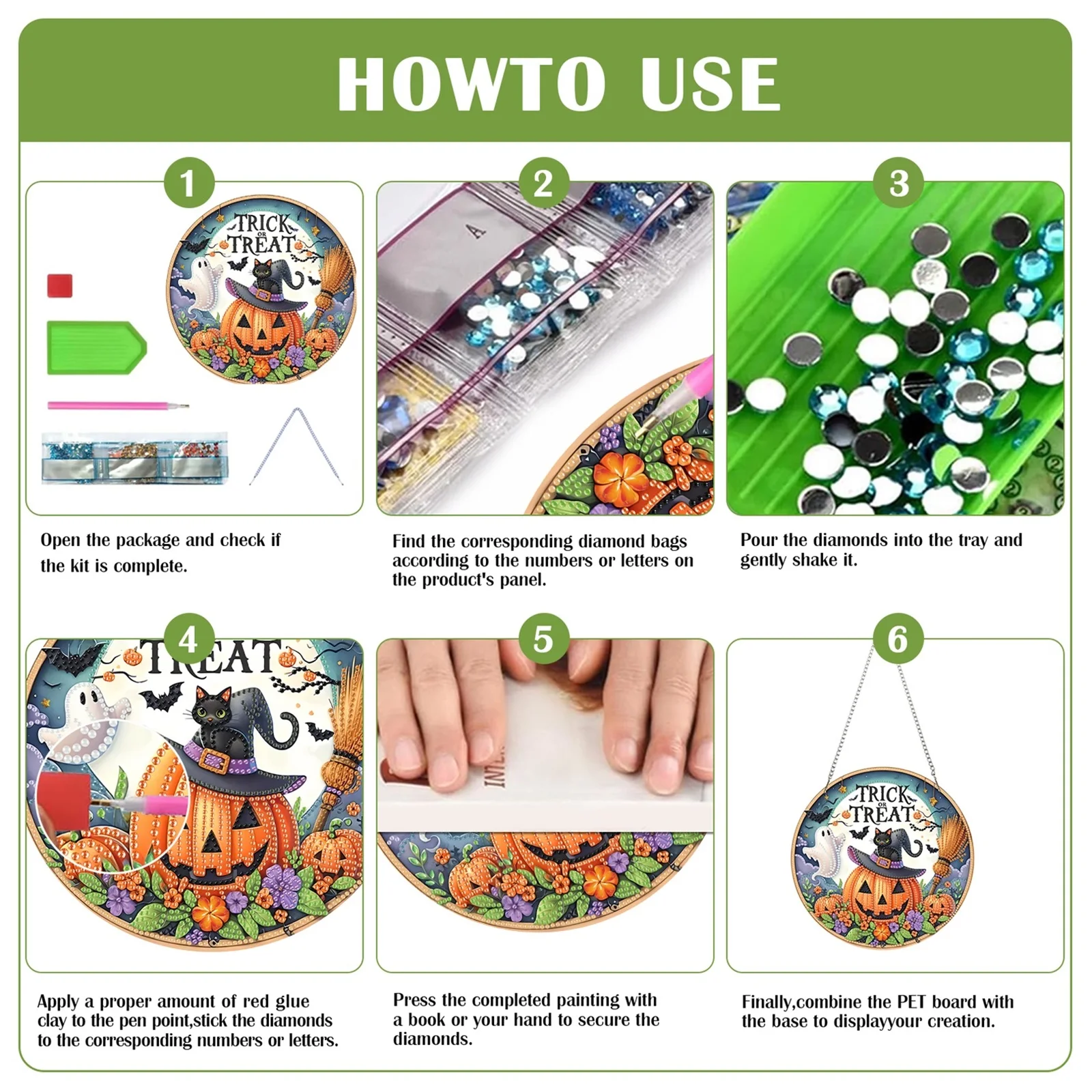 الاكريليك 2D شقة اليقطين القط DIY شنقا الماس الفن أطقم جدار الباب ديكور #1