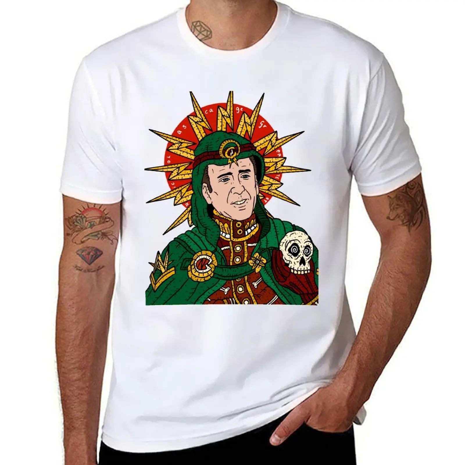 

nicolas cage, nic the greatest. patron saint of bad movies. T-Shirt cotton t shirts man 100% graphic t shirts for man T-Shirt