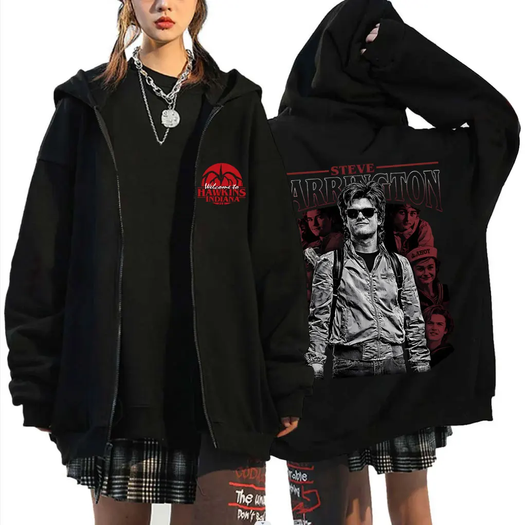 

Steve Harrington Zipper Hoodie The Demogorgon Cannibal Flower Monster Zip Up Jacket Men Women Casual Oversized Zip Up Sweatshirt