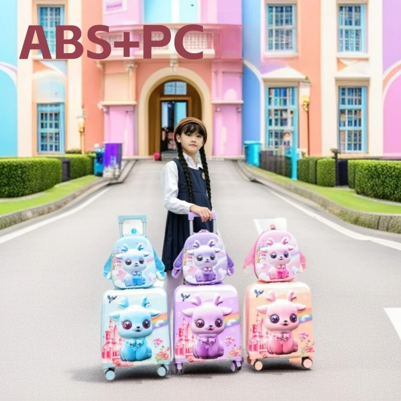 

13+18 Inch Child Travel Suitcase Combination Lock Kids' Luggage ABS+PC Multifunctional Travel Suitcase for Child