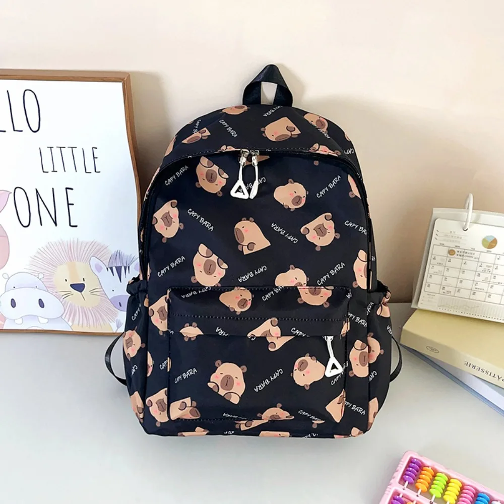 

Funny Kawaii Cartoon Capybara Backpack Large Capacity Nylon Laptop Bag Multifunctional Lightweight Capybara School Bag