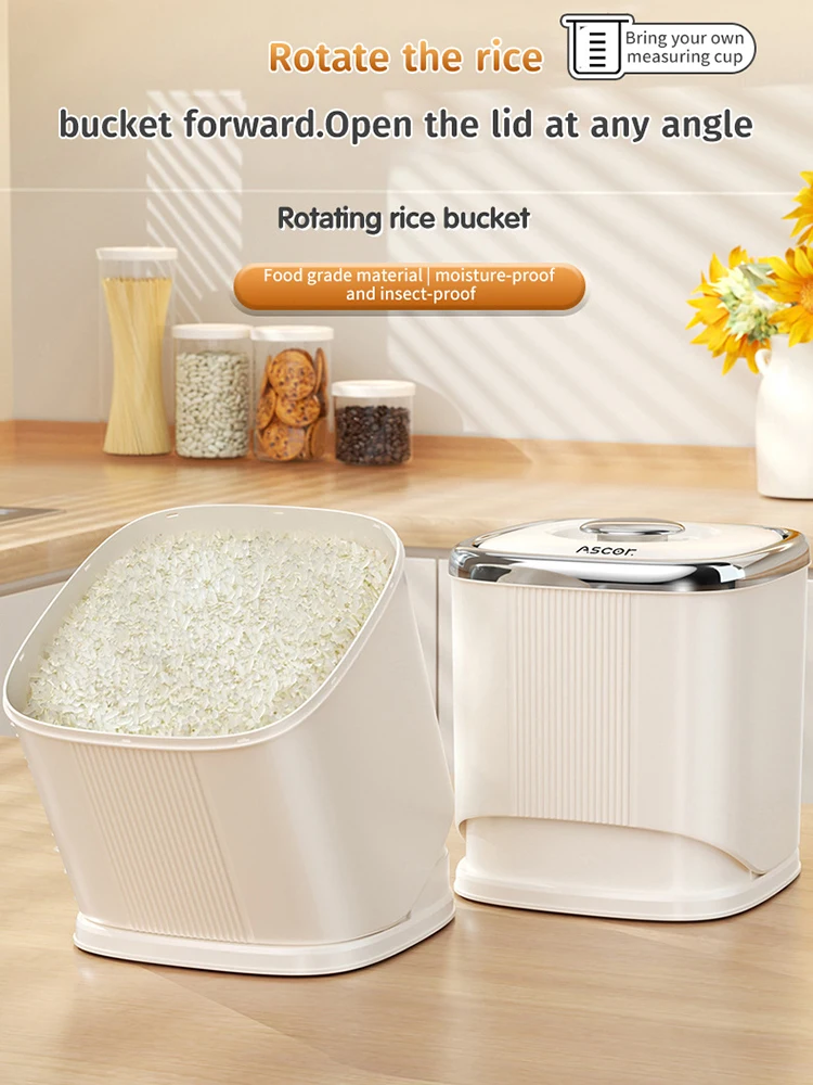 دلو الأرز موزع الحبوب المقاوم للرطوبة الدورية المطبخ مسحوق صندوق تخزين المنزلية الحشرات واقية تخزين صندوق حاوية الأرز #6