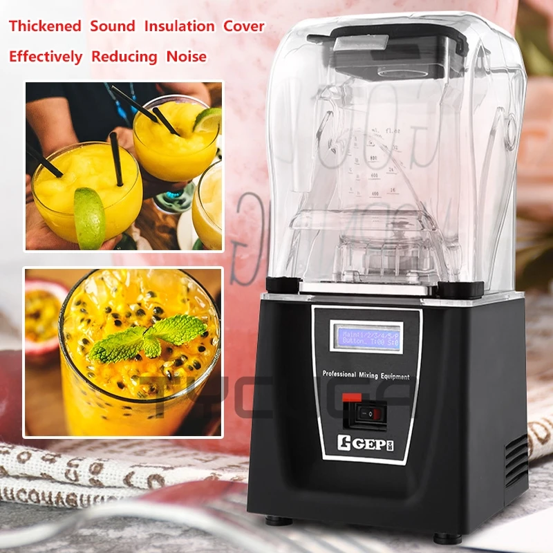 Wytrzymały komercyjny blender z timerem mikser sokowirówka robot kuchenny do owoców koktajle lodowe blender elektryczny 1800W 20000RPM 110V