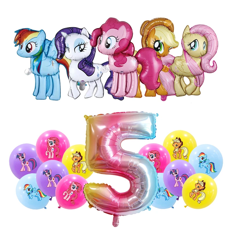 My Little Pony Dekoracja urodzinowa Balon foliowy lateksowy na imprezy dla dzieci Jednorazowa zastawa stołowa Baner Tło