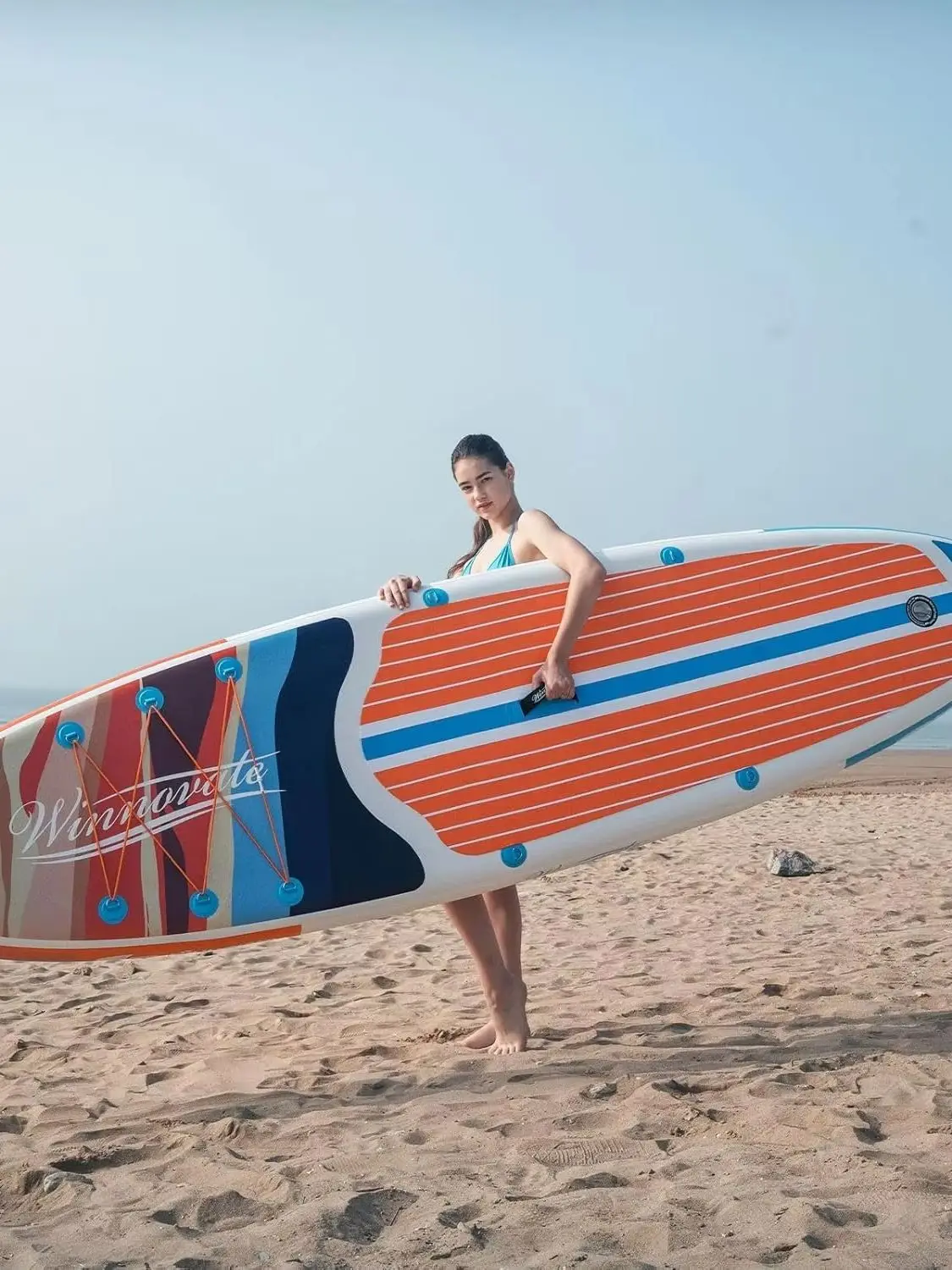 SUP aufblasbares Paddleboard WNOVA, aufrechtes Stand-Up-Paddleboard, buntes Muster, Outdoor-Wasserstation-Board, leicht zu transportieren, geeignet für Outdoor-Wasseryoga, Angeln, Fitness,