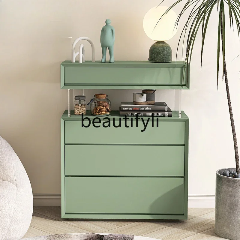 Minimalist paint suspended four chest cabinet simple living room storage solid wood drawer cabinet bedroom bedside cabinet