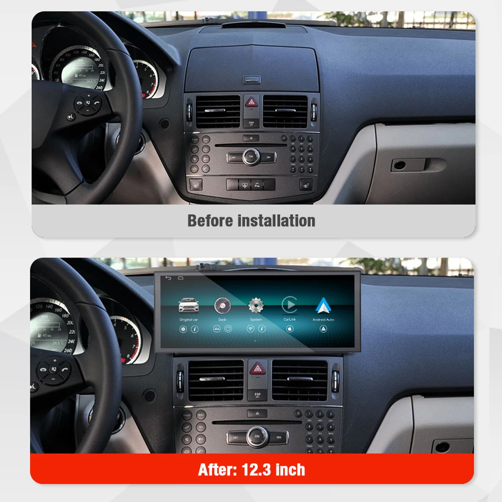 ZWNAV 12.3 Inch Car Radio FOR Mercedes Benz C Class 2007-2010 4.0 GPS Navigation With Touch Screen Wireless Carplay FM AM DSP