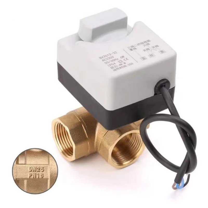 Imagem -02 - Válvula de Esfera Elétrica de Bronze Vias Atuador Elétrico de Fios com Interruptor Manual Ac220v Dn15 Dn20 Dn25