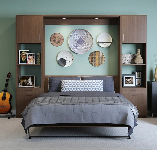Custom Modern Hidden Murphy Folding Wall Beds Twin Queen King Size With Wardrobe Space Saving Design