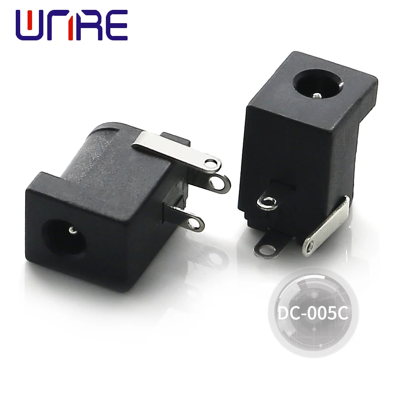 Small Power Socket DC-005C Round Hole 10Pcs Female Socket 3Pin DC Equipment Charging Port Interface Black 1A30V Connector