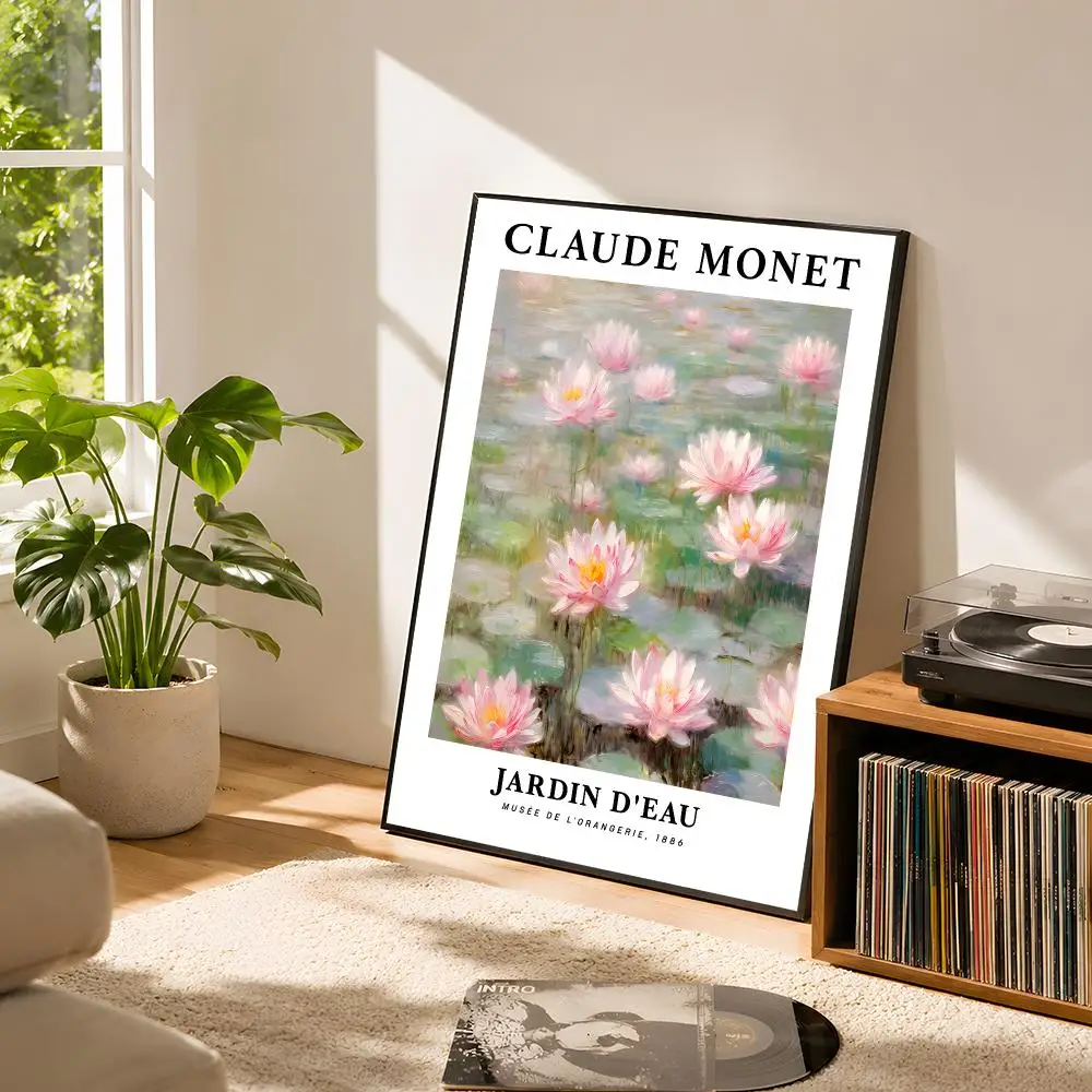Monet Impressionist Garden & Waterscape Collection Poster Self Adhesive Matte Wall Art Removable Home Room Decoration