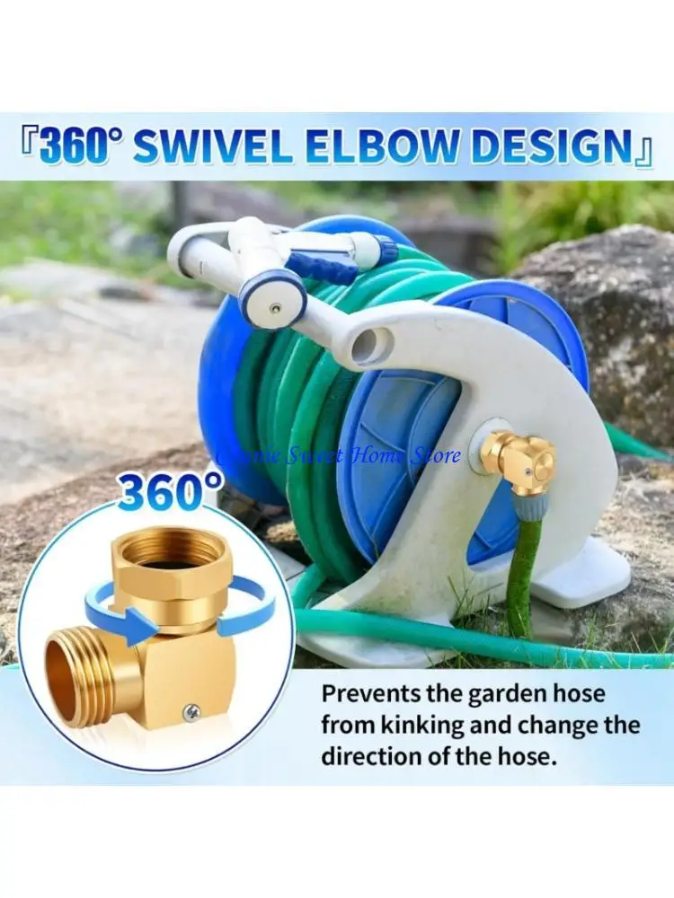 

LXAF Heavy Duty Brass Garden Hose Connector With Double Rotation Angles Universals Hose Elbow Connector Enduring