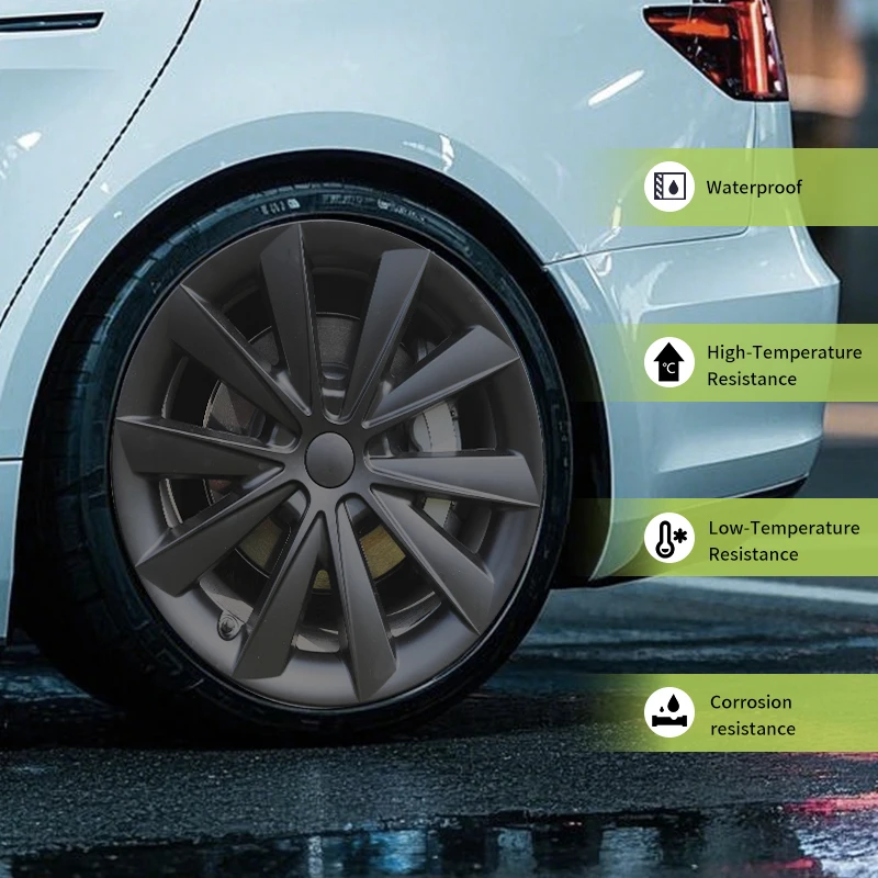 مجموعة 4 أغطية عجلات بتصميم العنكبوت 18 إنش لتسلا موديل 3 (2017–2023) – مخصصة فقط لموديل 3