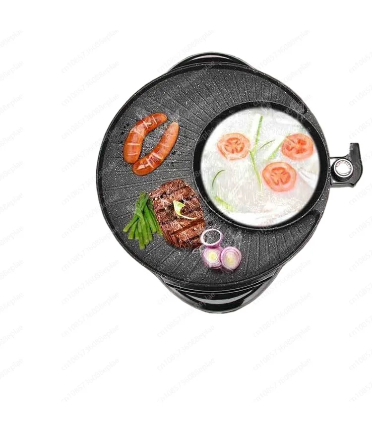 

Electric Round Hot Pot Grill Barbecue Machine Torment Cooker Indoor Baking Flat Pan Table Top Bbq Multifonction Cooker