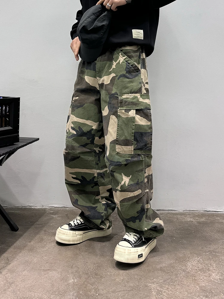 

Heavyweight Camouflage Work Pants Men's Casual Loose Vintage Large ket Outdoor Straight Leg Long Trousers Faionable Yout...