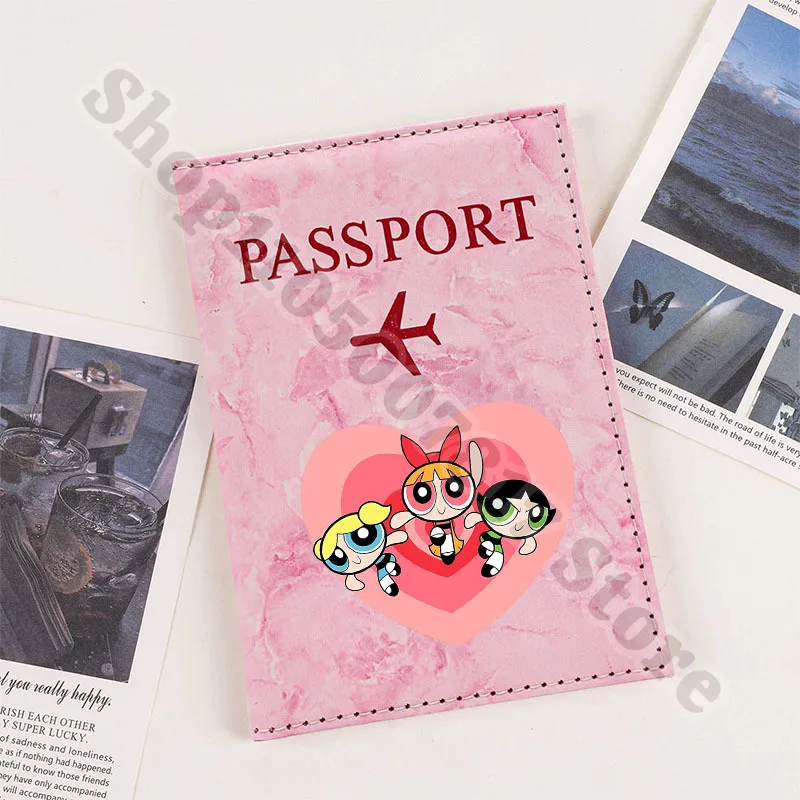 Kawaii The Powerpuff Girls Cartoon Reisepasshülle Ausweishülle Brieftasche Anime Niedliche Reisepasshülle Geburtstagsgeschenke