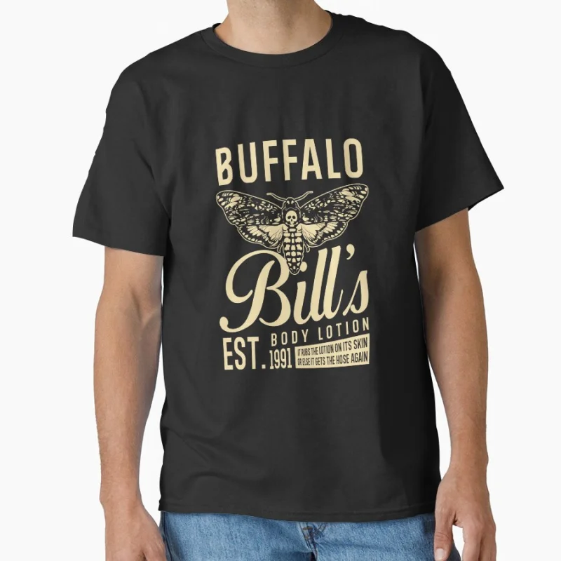 

Buffalo Bills Body Lotion vintage horror movie Hannibal scary film silence of the lambs T-shirt for men Large size Adult Tops