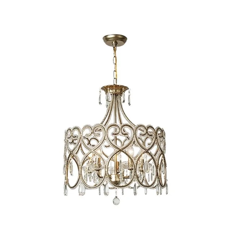 Bedroom chandelier, living room American dining room lamp, heart-shaped creative French crystal romantic princess room lamp