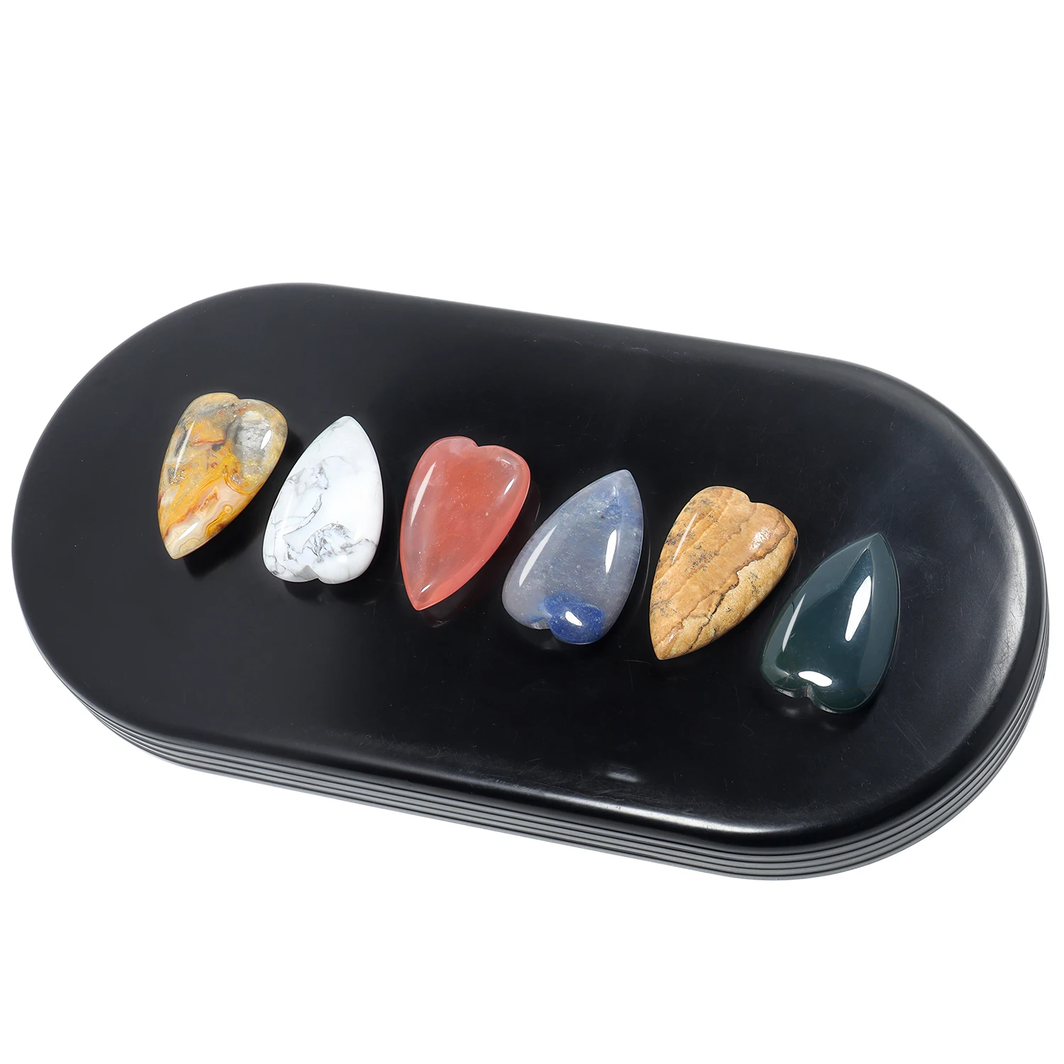 5/10/20pcs Natural Heart Shape Reiki Healing Chakra Crystal Gemstone Beads 25x40mm No Hole For Women Beauty DIY Decor Gift