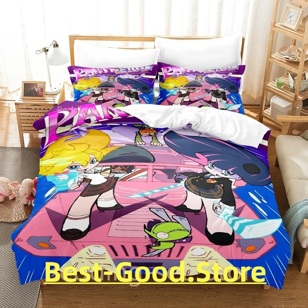 Panty and Stocking Bedding Set Single Twin Full Queen King Size Bed Set Adult Kid Bedroom Duvetcover Sets 3D Anime Bed Sheet Set