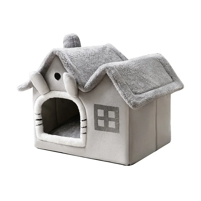 Imagem -02 - Dobrável Casa de Gato Inverno Quente Chihuahua Caverna Cama Cesta de Gato para Cães Pequenos Quente Macio Gato Cama Esteira Canil Filhote de Cachorro Casa Sono Profundo