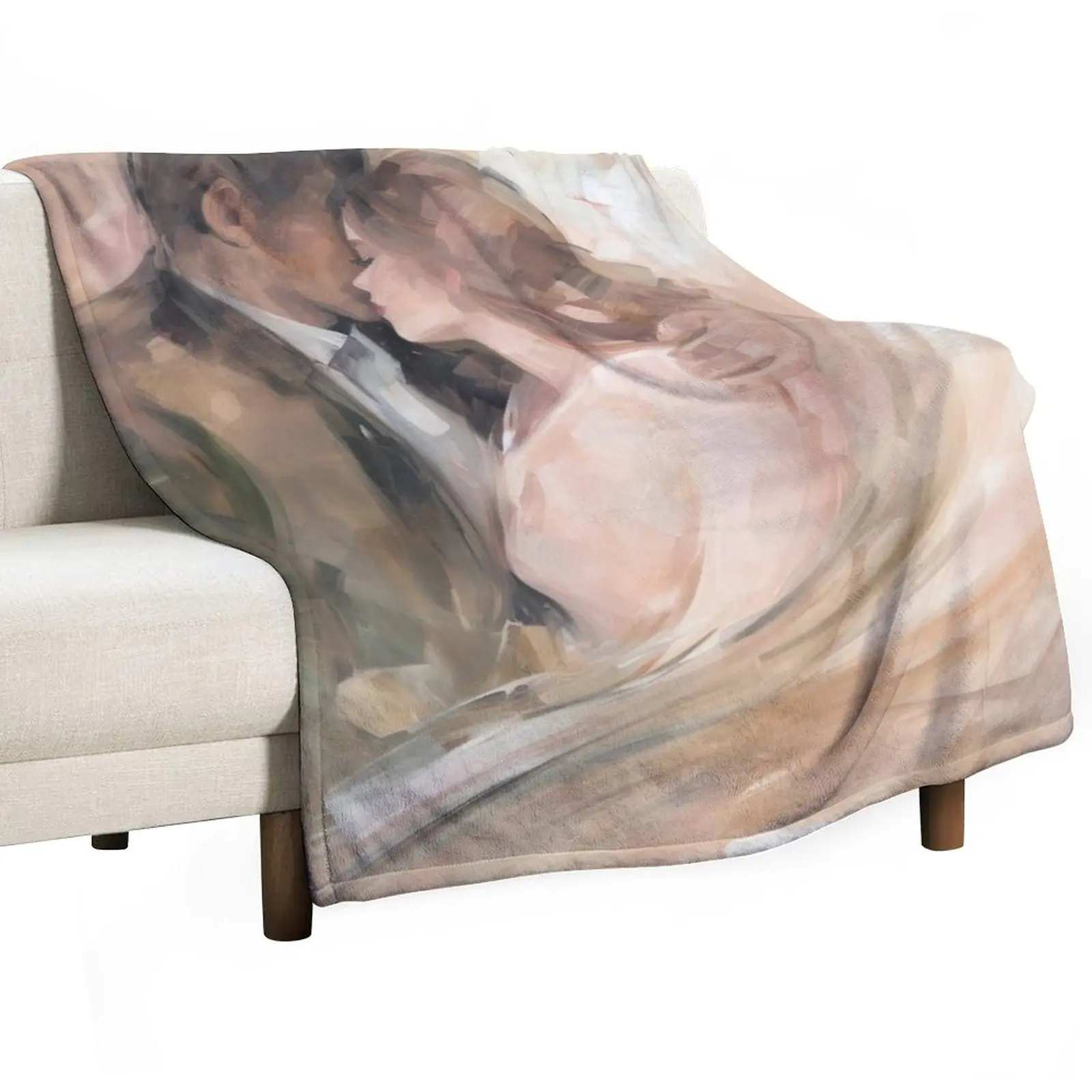 Coquette aesthetic vintage painting of a couple Throw Blanket Designers Summer Flannels Beach Blankets