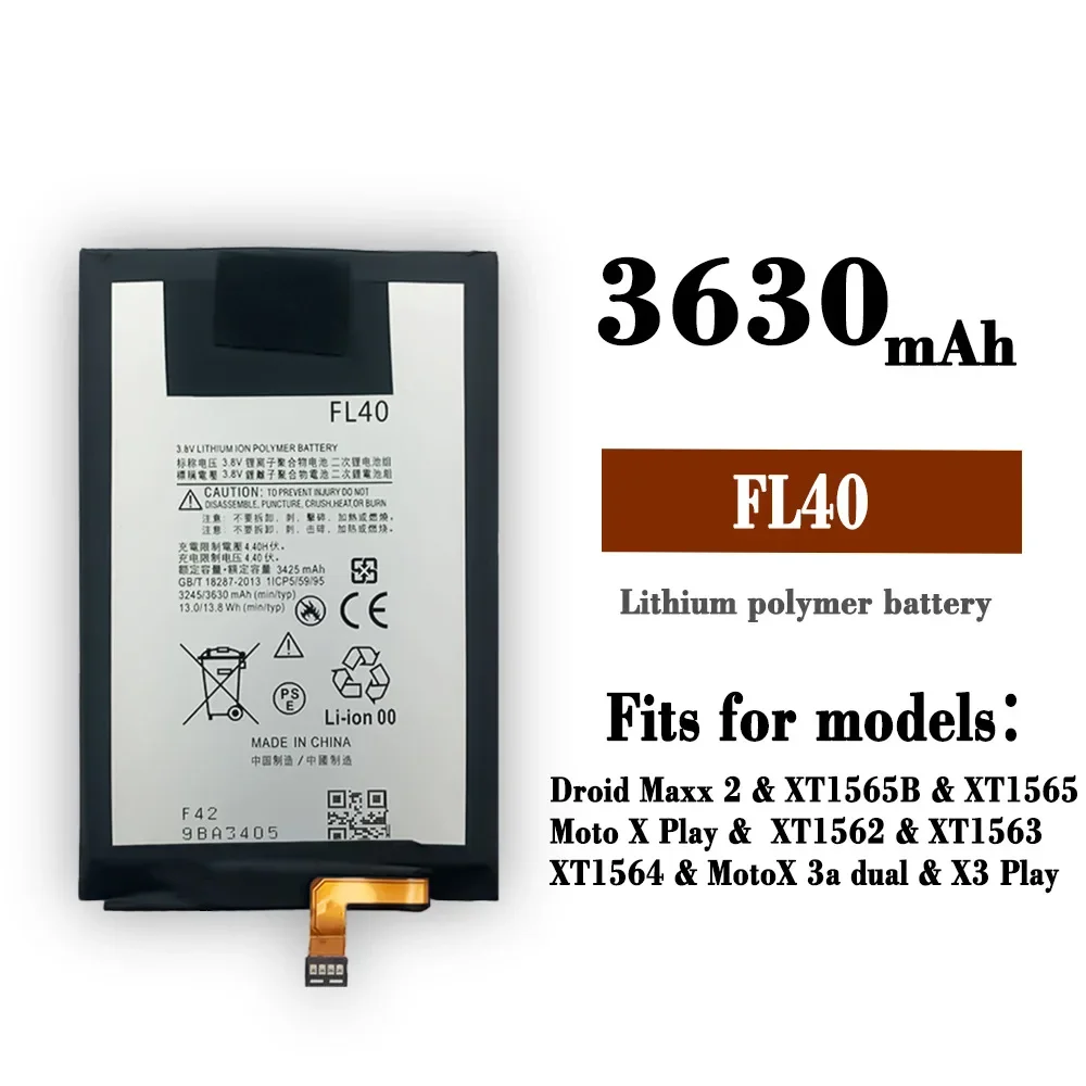 FL40 NEW  Battery For Motorola Moto Droid Maxx 2 XT1565B XT1565 X Play XT1562 XT1563 XT1564 X 3a dual X3 Play Batteries