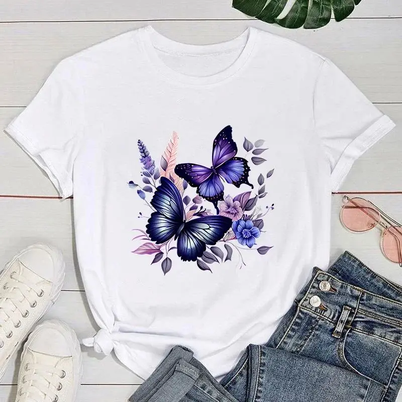 

Premium Women's T-irt Hot Ss Floral Design Cusizable Hand-Painted Clothing Faionable Casual Wear