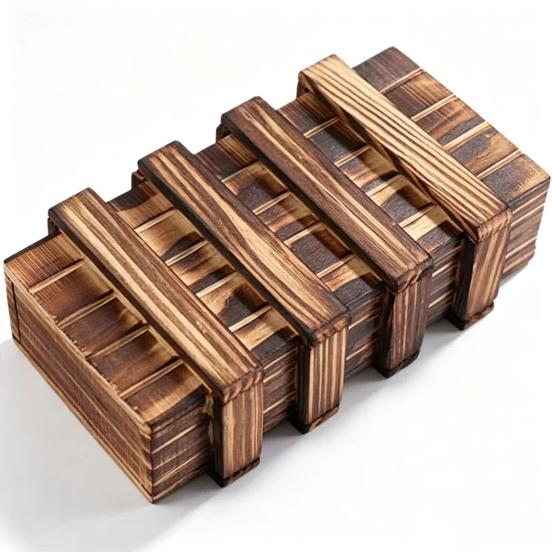 Classic 3D Brain Teaser Wooden Puzzle Magic Gifts Box with Hidden Compartment Secret Drawer IQ Toys for Adults & Kids view 4
