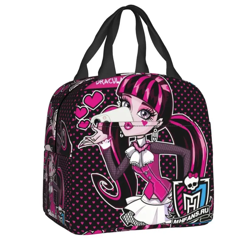 Monsters High Anime Resuable Lunch Box Women Waterproof Cooler Thermal Food Insulated Lunch Bag Kids School Children