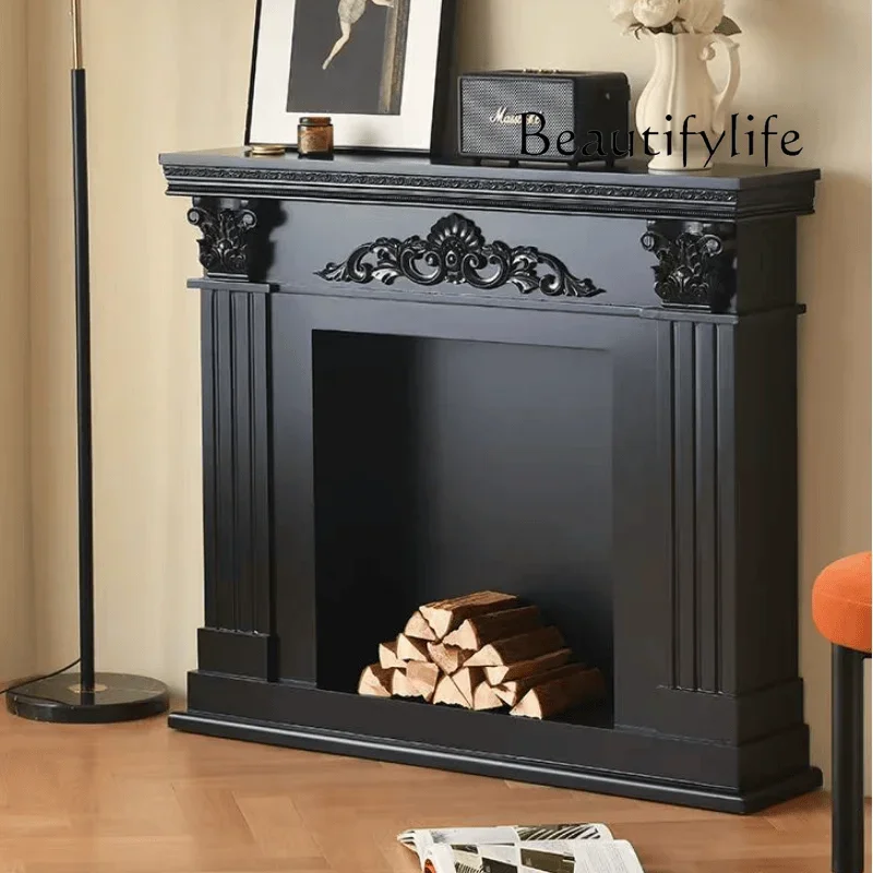 X Solid Wood Fireplace Decorative Cabinet American European Retro Entrance Cabinet Home Bed And Breakfast Living Room Rack