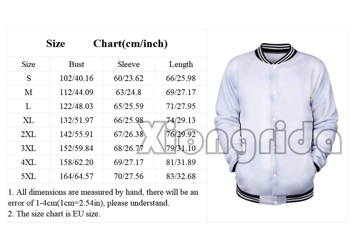 Custom Logo Print Baseball Uniform Men Novelty 3D Print Jacket Loose Casual Male Coat Sports Hip Hop Tops Streetwear