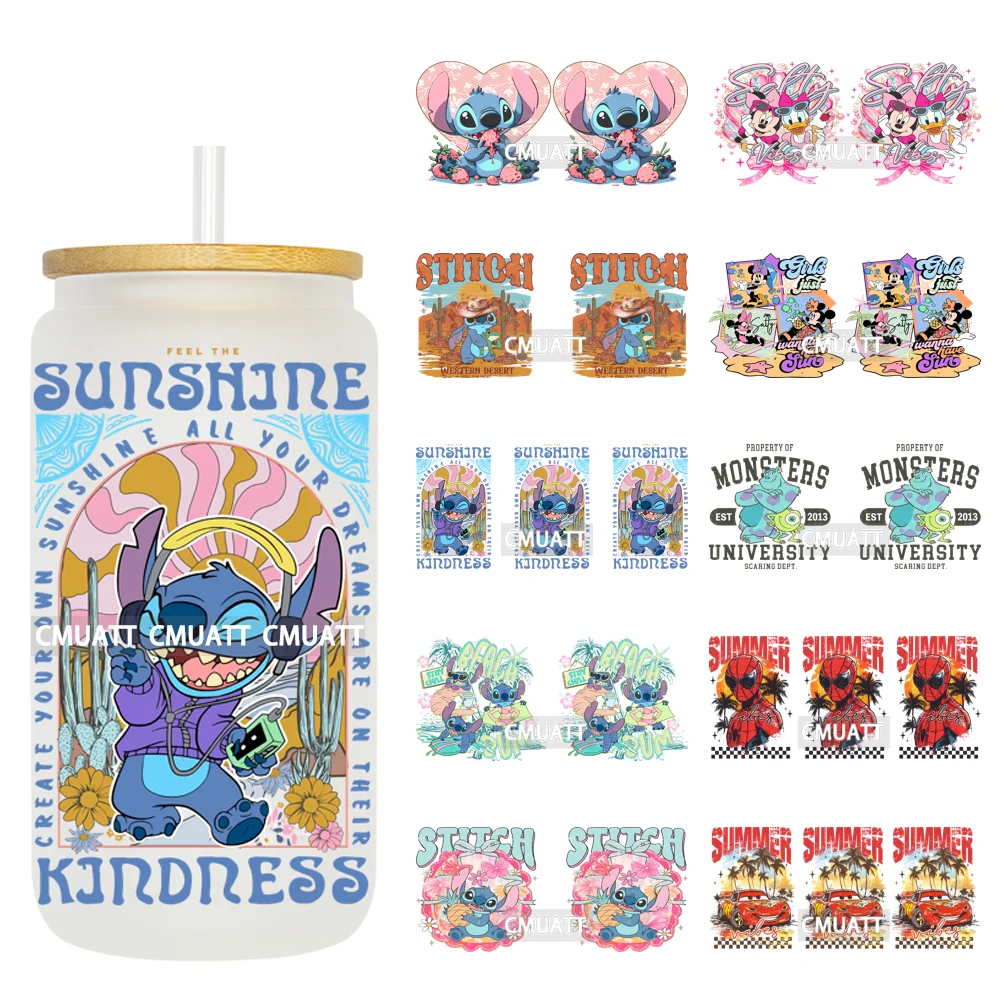 

Funny Cartoon Friends Summer Girly UV DTF Cup Wrap Ready To Apply Waterproof Transfer Stickers For 16OZ Libbey Glass Can Tumbler