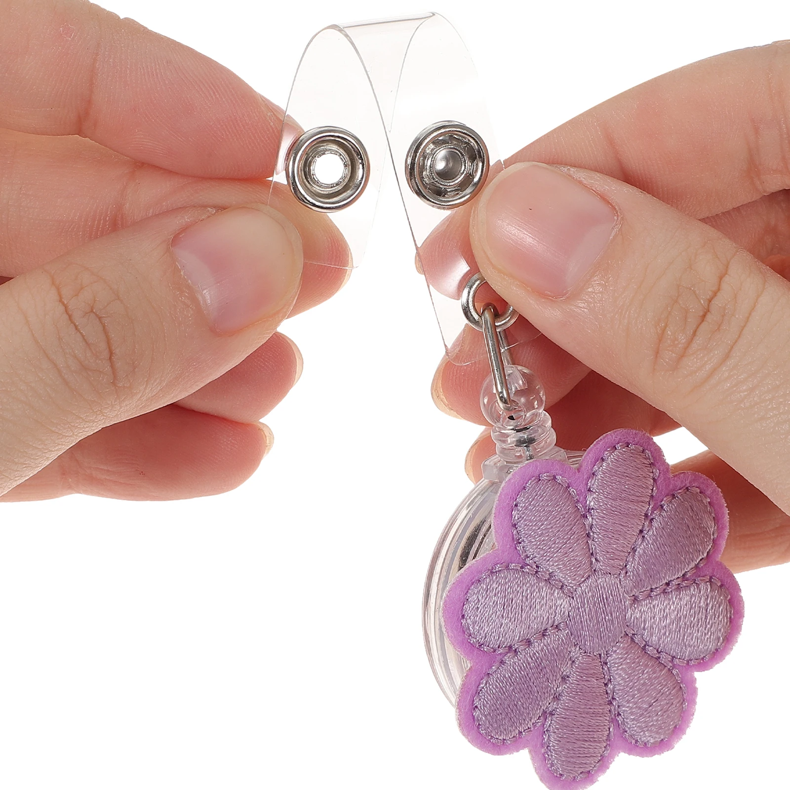 

5pcs Fabric Badge Reel 65Cm Stretchable Flower Design Retractable Name Tag Holder For Nurse Teacher Student Office School