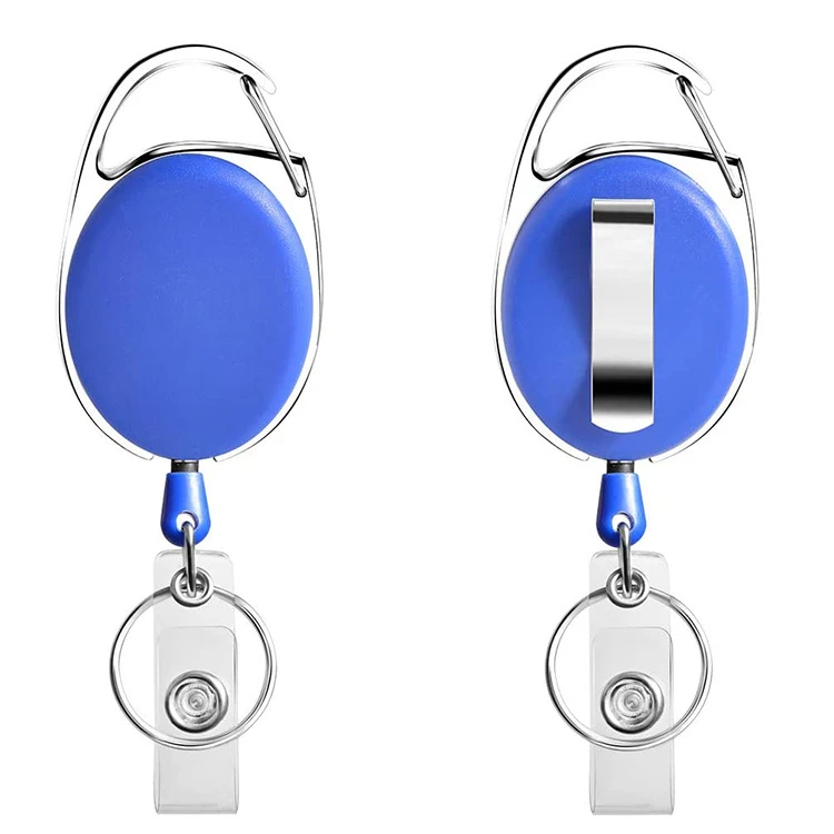 Elliptical Telescopic Keychain Reinforced Elastic Force Easy-pull Buckle Thickened ABS Plastic PC ID Card Sleeve Easy-pull
