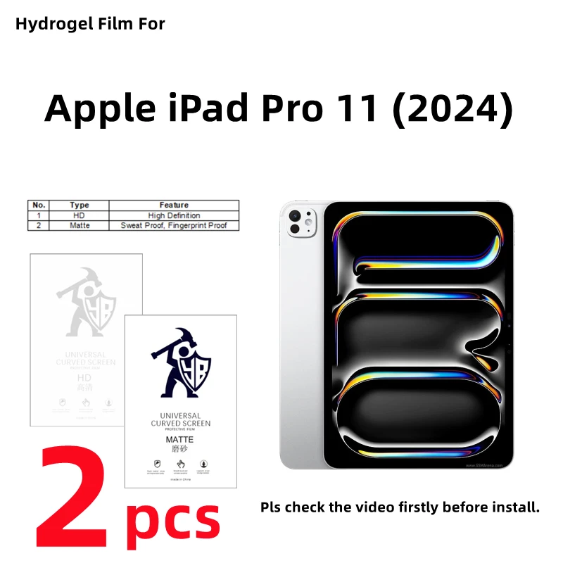 

2pcs HD Hydrogel Film For Apple iPad Pro 11 2024 Matte Screen Protector For Apple iPad Pro 11 (2024) Clear Protective Film