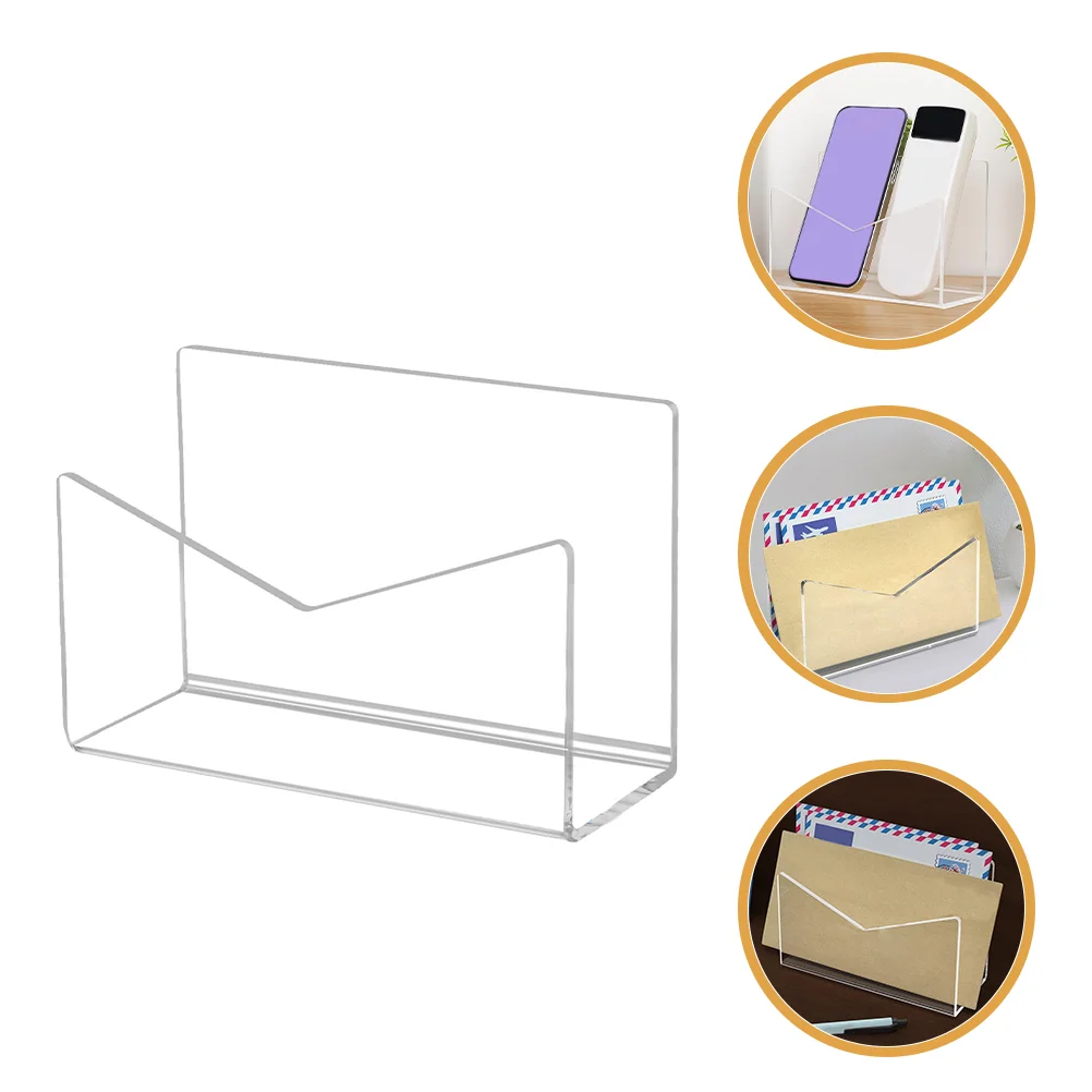 2PCS อะคริลิค Mail ganizer Desktop Letter Sorter โปสการ์ดผู้ถือแฟ้มสํานักงานกระเป๋าสตางค์ผู้ถือจดหมาย Mail Sorter Rack โต๊ะเก็บ